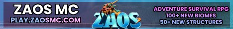 ☀ play.ZAOSMC.com ☀                Adventure RPG Survival