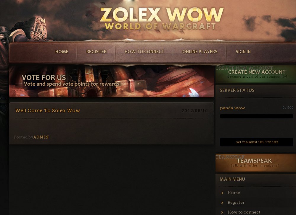 ZolexWoW Private Server World of Warcraft Gaming top 100 list...