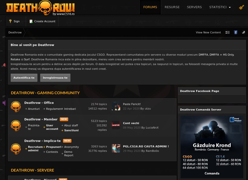 romania.cs16.ro Counter Strike 1.6 Gaming top 100 list